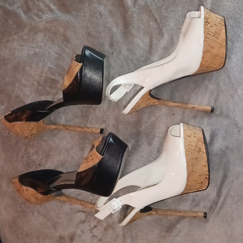 2 pair of bebe platform heels.